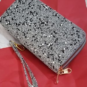 Sequin Gray Wallet NWOT